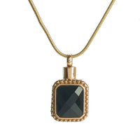 Cremation Pendant - Rectangle - Black Stone in Gold