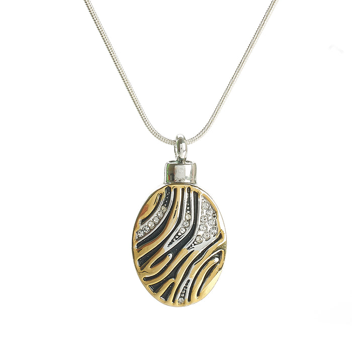 Cremation Pendant - Gold, Silver, Black Animal Print Oval