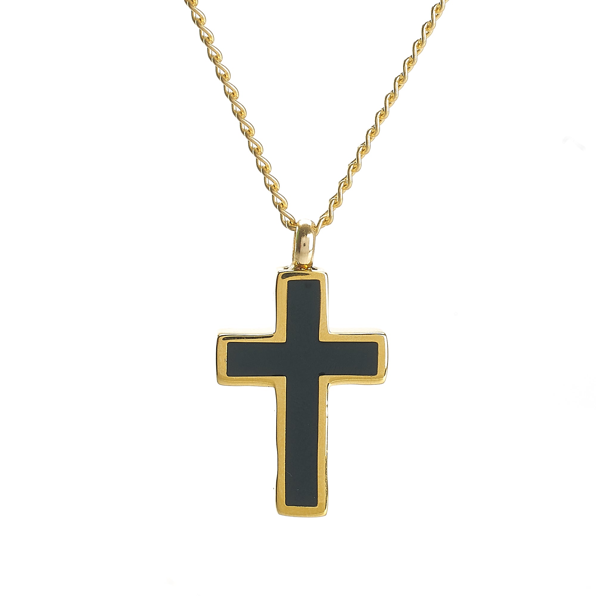 Cremation Pendant - Faith - Cross, Gold/Black