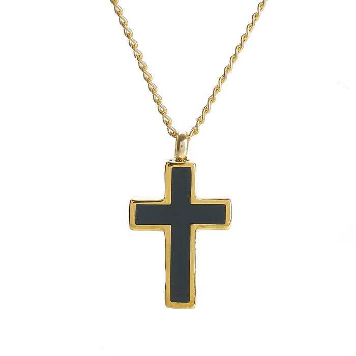 Cremation Pendant - Faith - Cross, Gold/Black