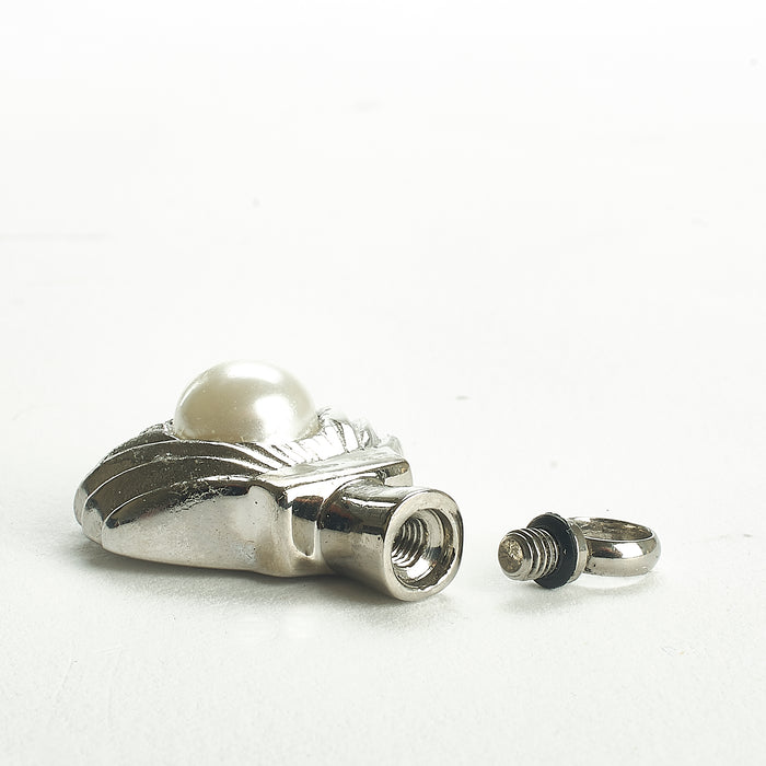 Cremation Pendant - Pearl in a Silver Oyster Shell