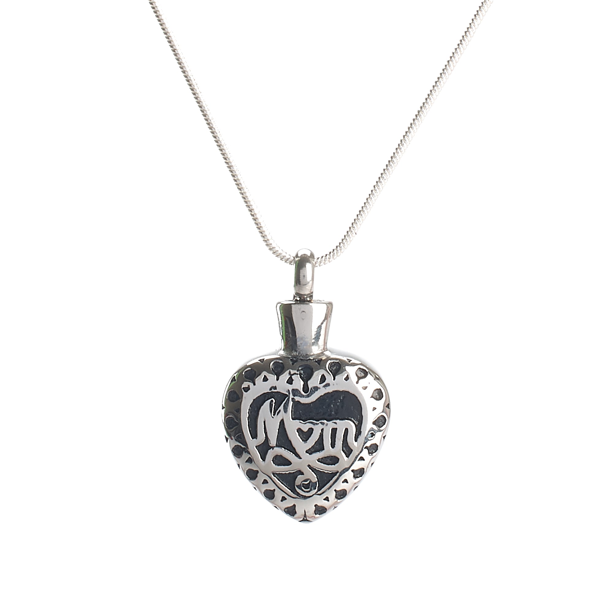 Cremation Pendant Family Silver Celtic Heart Mum