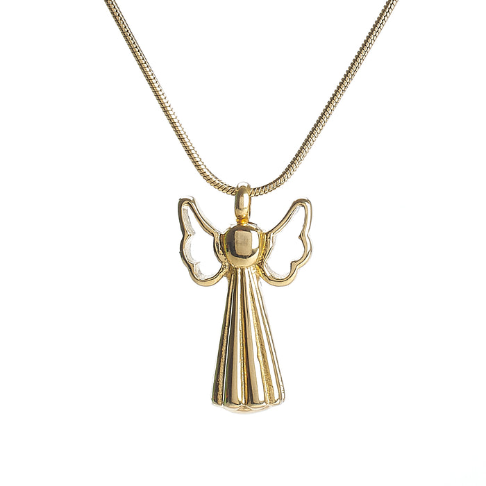 Cremation Pendant - Large Gold Angel