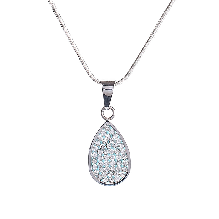 Cremation Pendant - Light Blue with Diamante Teardrop