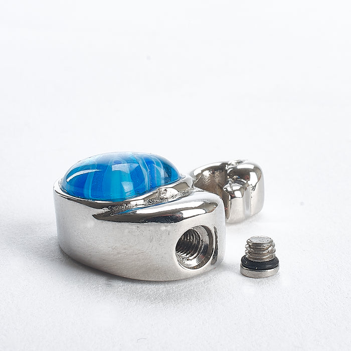 Cremation Pendant - Murano Silver Swan with Blue Heart feature