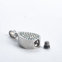 Cremation Pendant - Light Blue with Diamante Teardrop