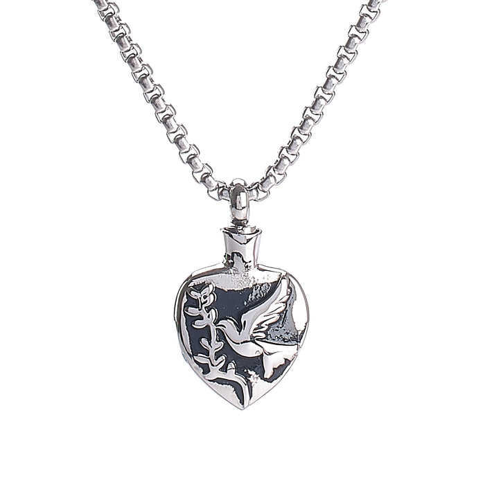 Cremation Pendant - Faith - Olive Branch Dove Silver/Black