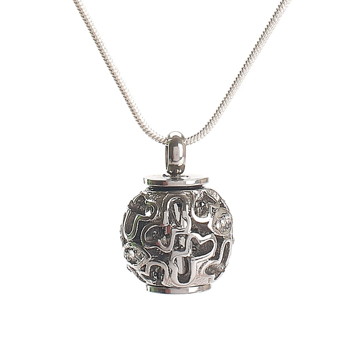 Cremation Pendant - Filigree Chime Ball - silver