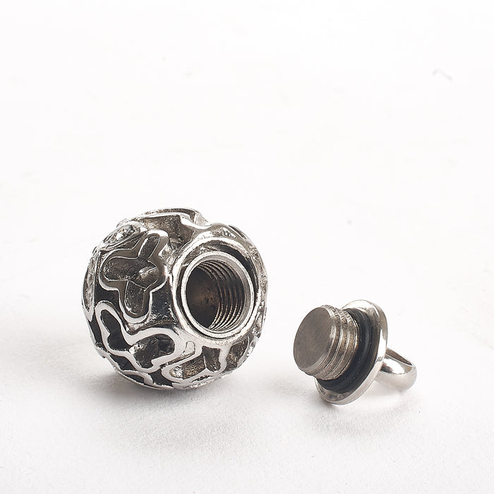Cremation Pendant - Filigree Chime Ball - silver