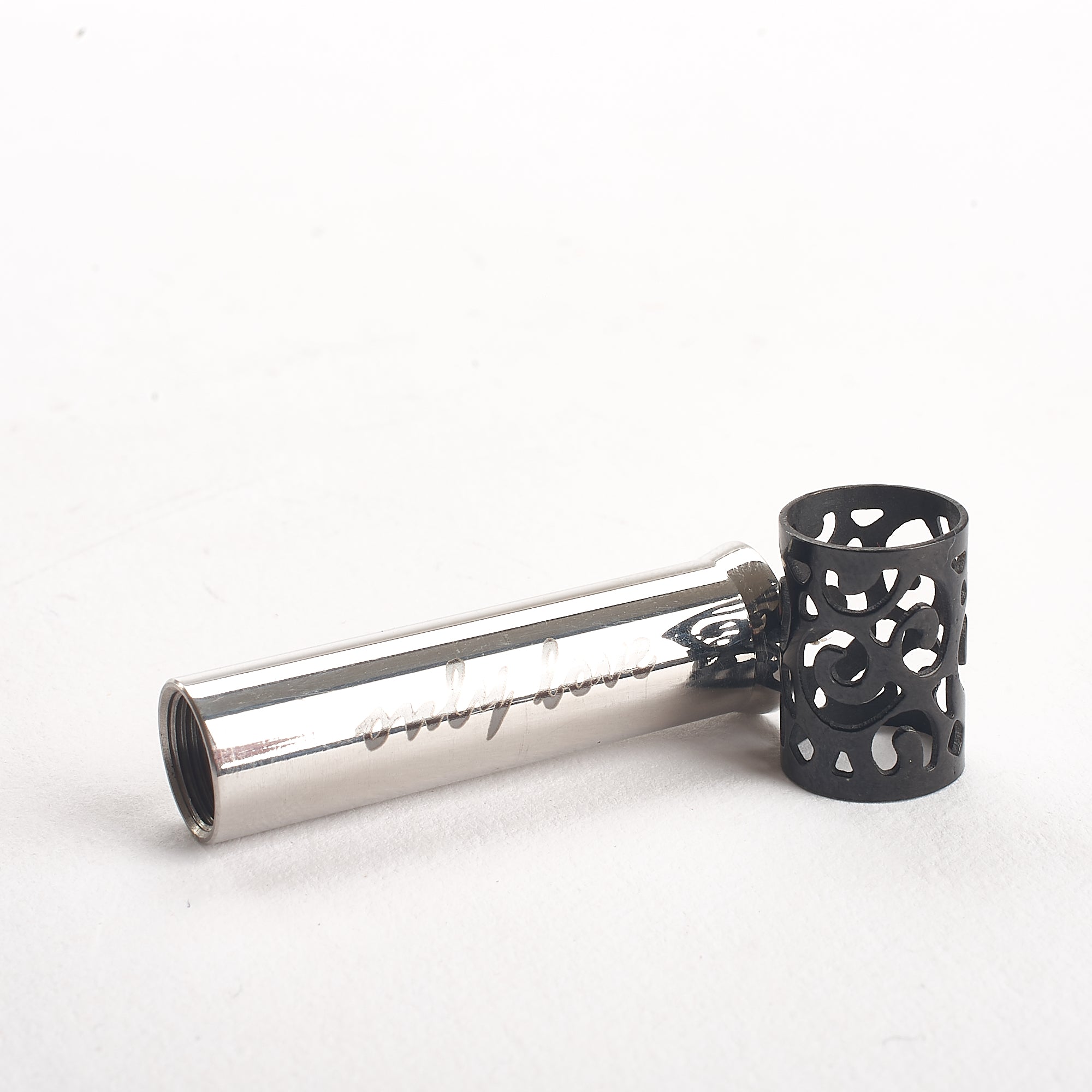 Cremation Pendant - Cylinder with Removable Filigree - Black
