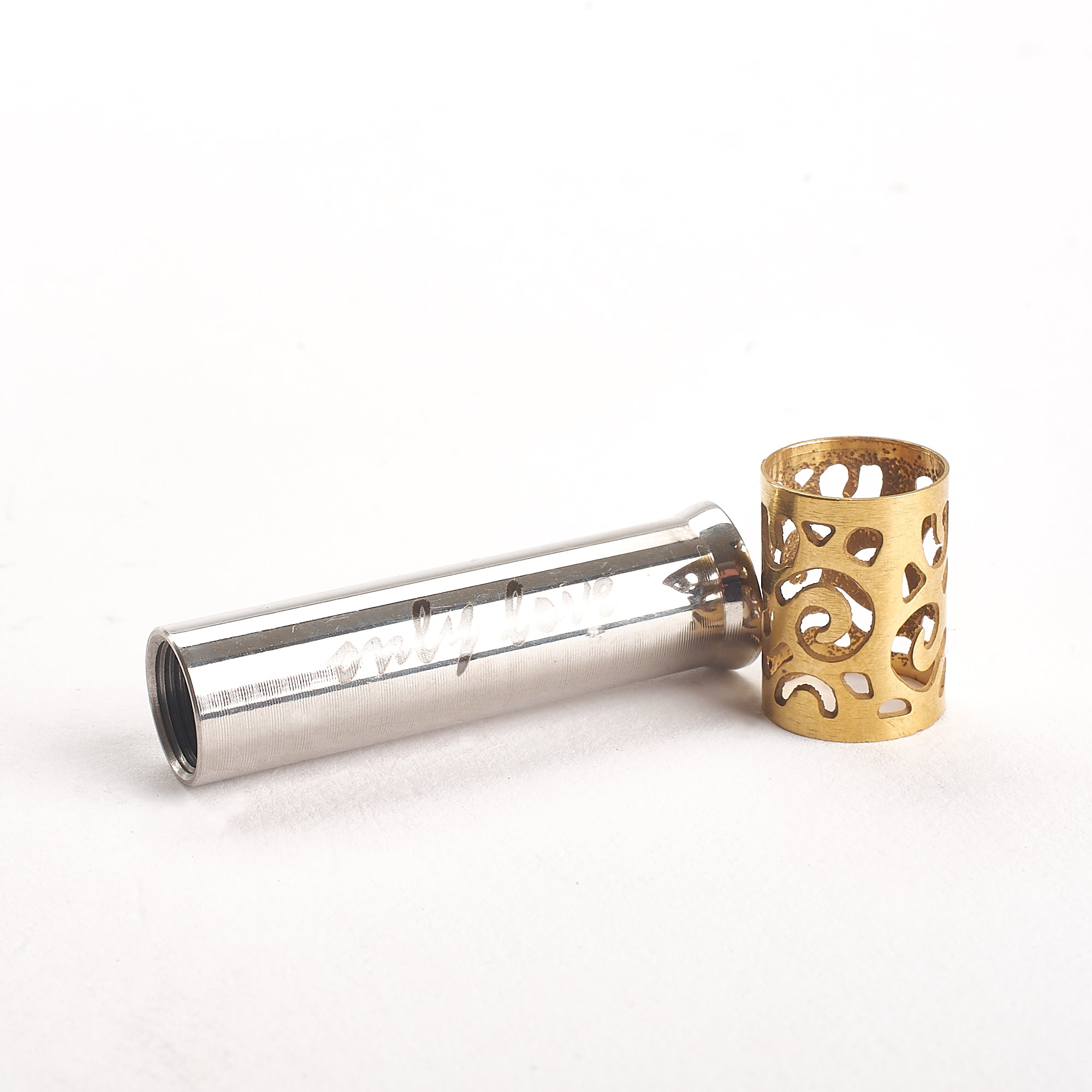 Cremation Pendant - Cylinder with Removable Filigree Gold