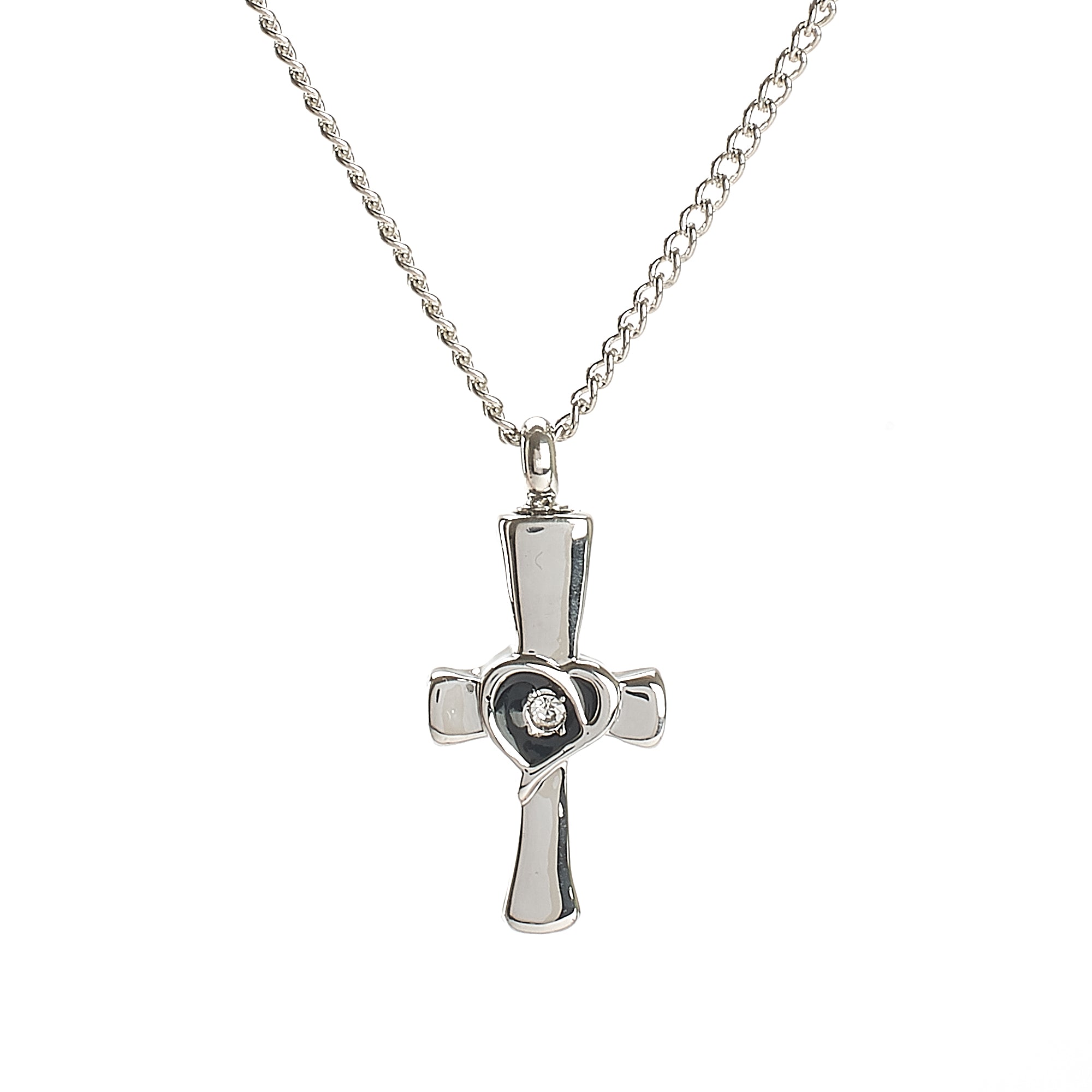 Cremation Pendant - Faith - Cross with Heart in Middle