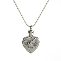 Cremation Pendant - Faith - Heart and Peace Dove/Olive Branch Etching