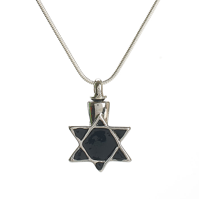 Cremation Pendant - Faith - Jewish Star of David Black/Silver